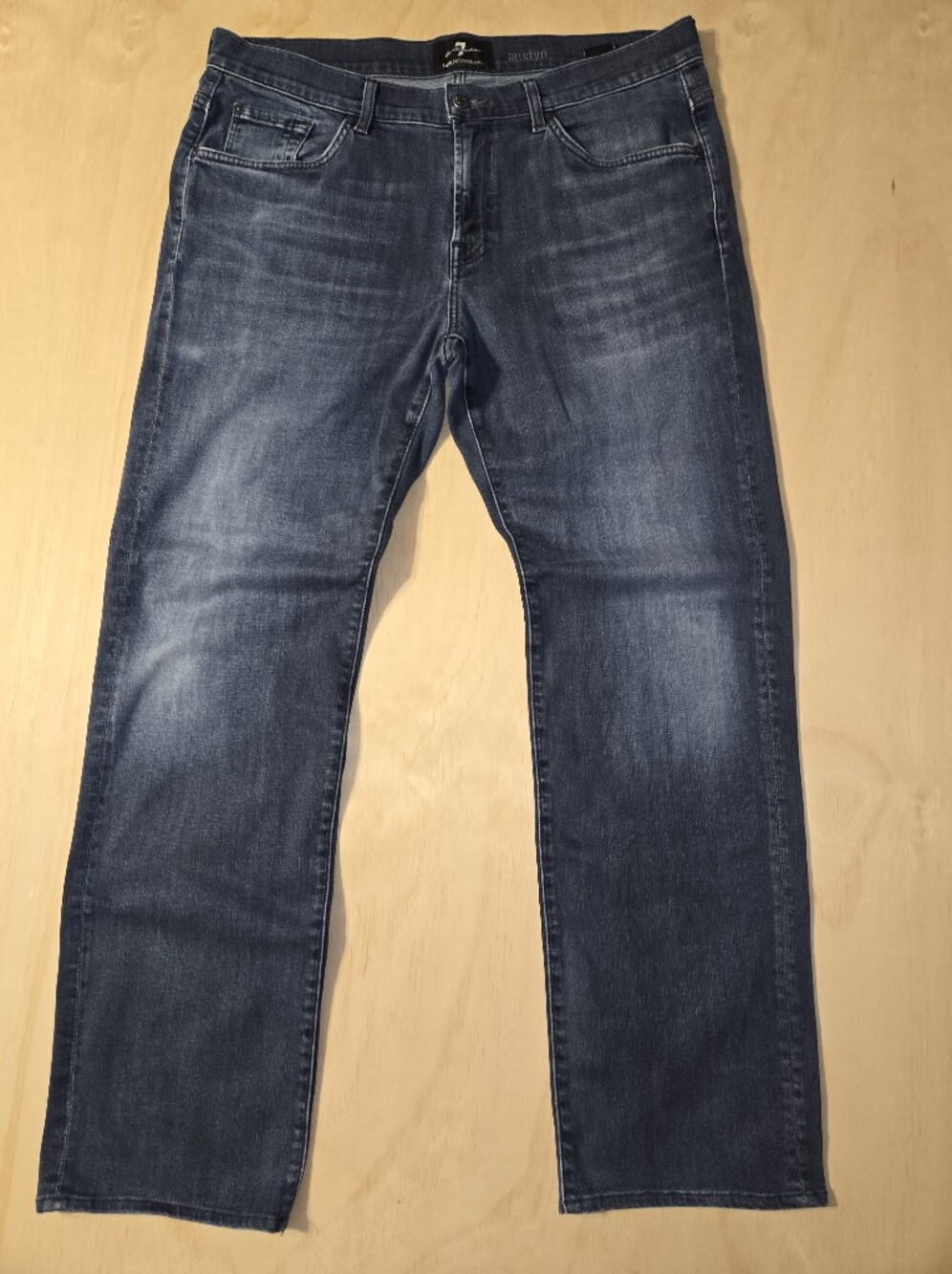 7 For All Mankind Men's Straight Jeans in Dark Blue Fade